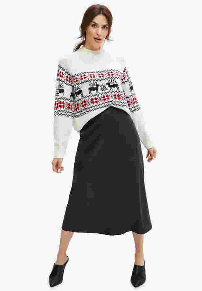 Faux Leather A-line Midi Skirt image number 0
