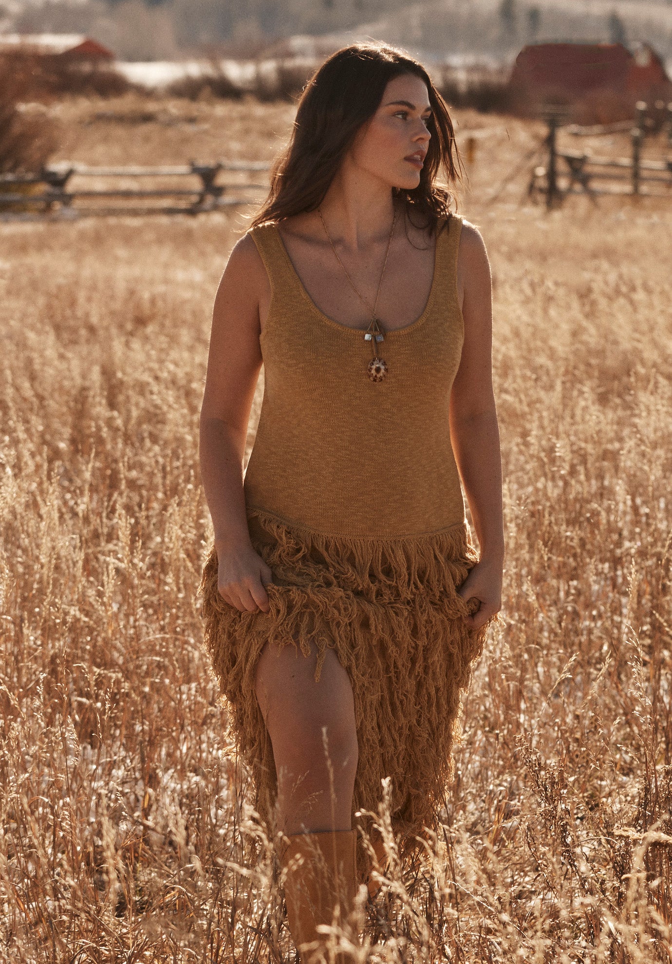 Sweater Fringe Maxi Dress image number 4