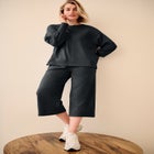 Wide Leg Cropped French Terry Sweatpants image number null