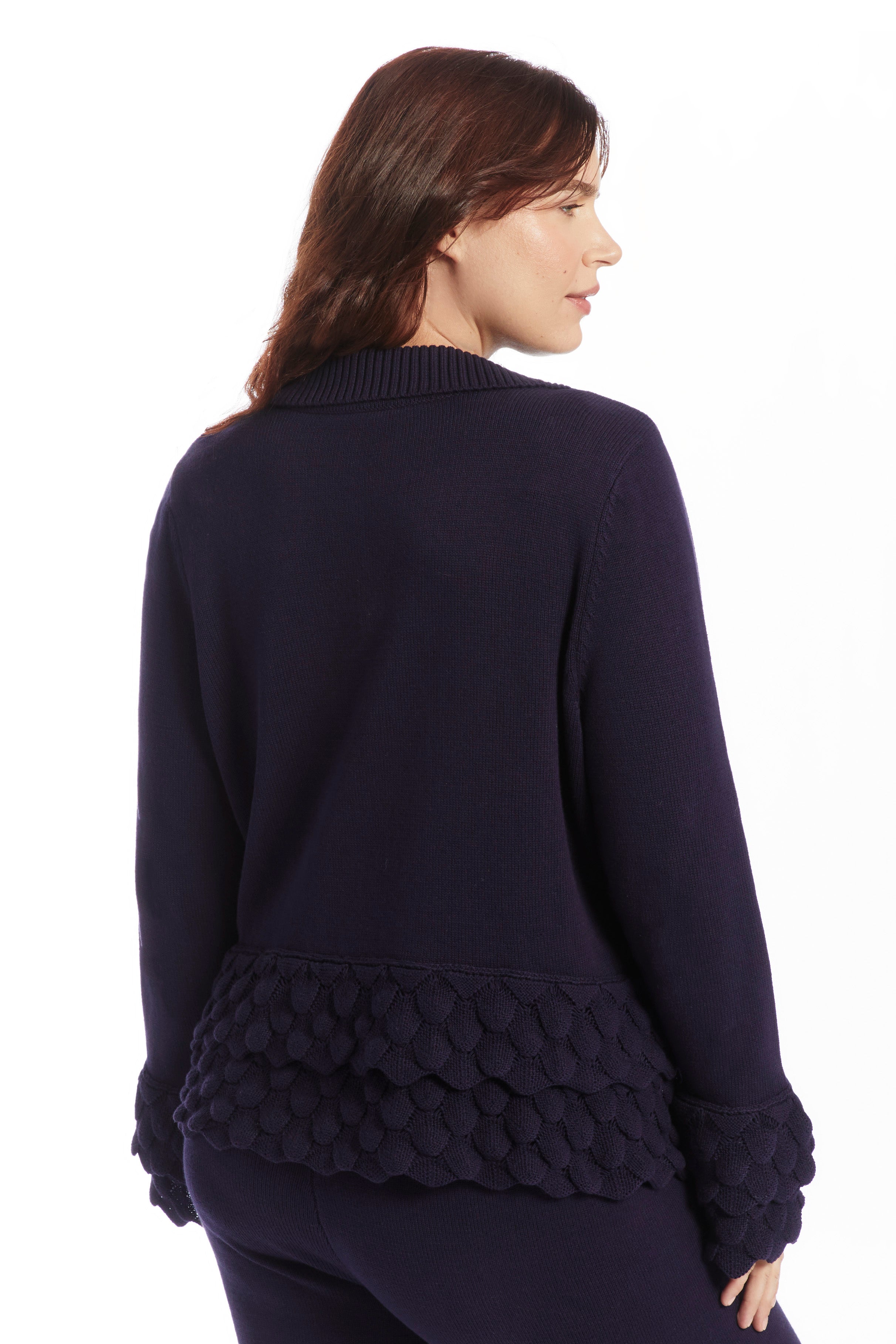 Ruffled Peplum Cardigan Sweater image number 2