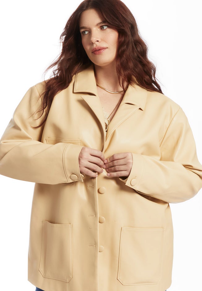 Relaxed Faux Leather Blazer image number 1