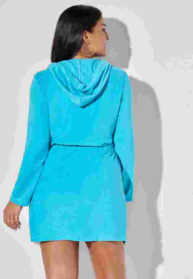 French Terry Tie Waist Hoodie Cover Up image number 1