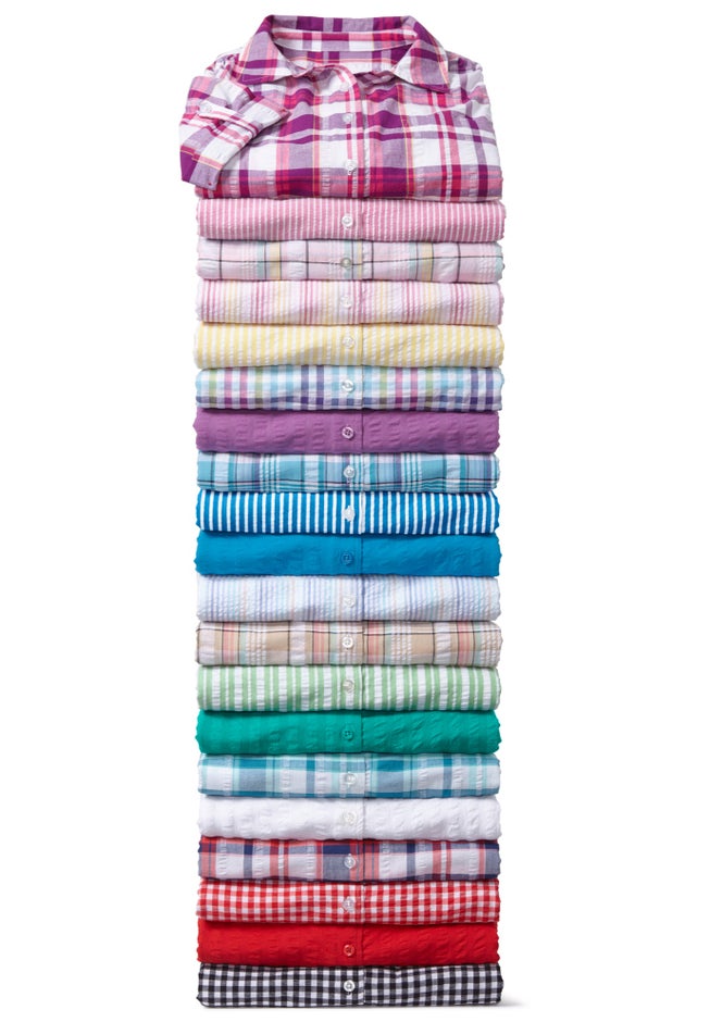 Short-Sleeve Button Down Seersucker Shirt image number 3