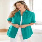 Short-Sleeve Button Down Seersucker Shirt image number null