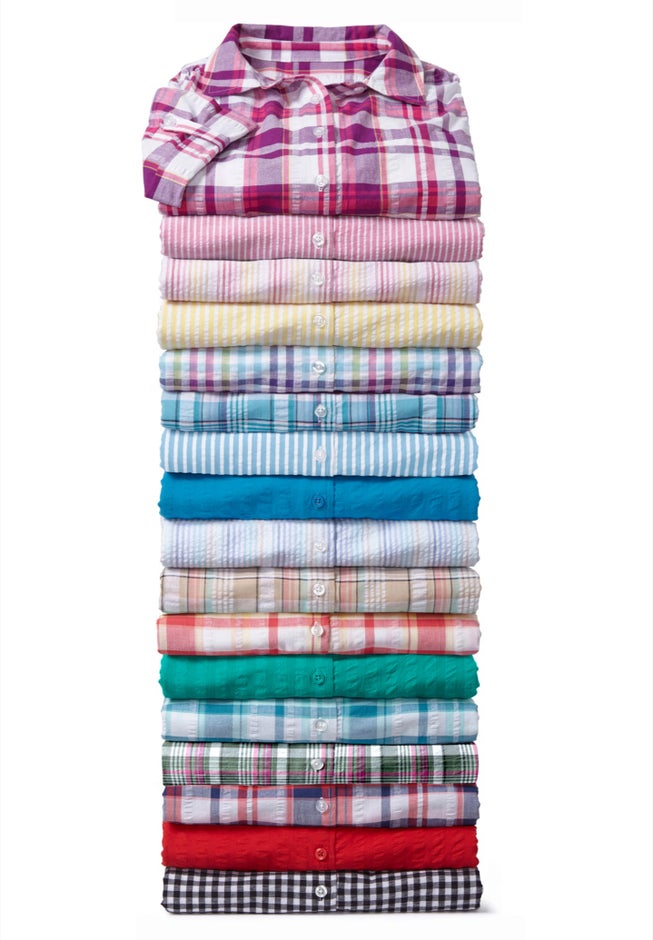 Short-Sleeve Button-Down Cotton Seersucker Shirt image number 2