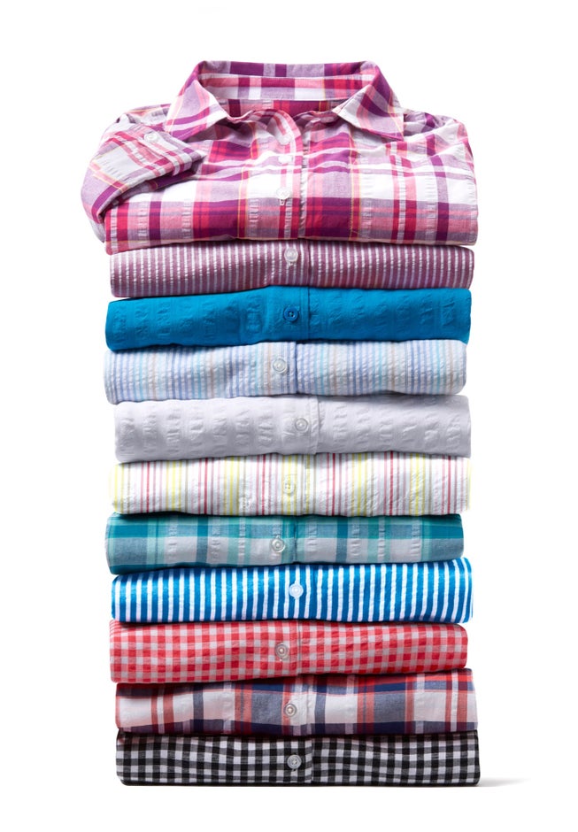 Short-Sleeve Button Down Seersucker Shirt image number 6