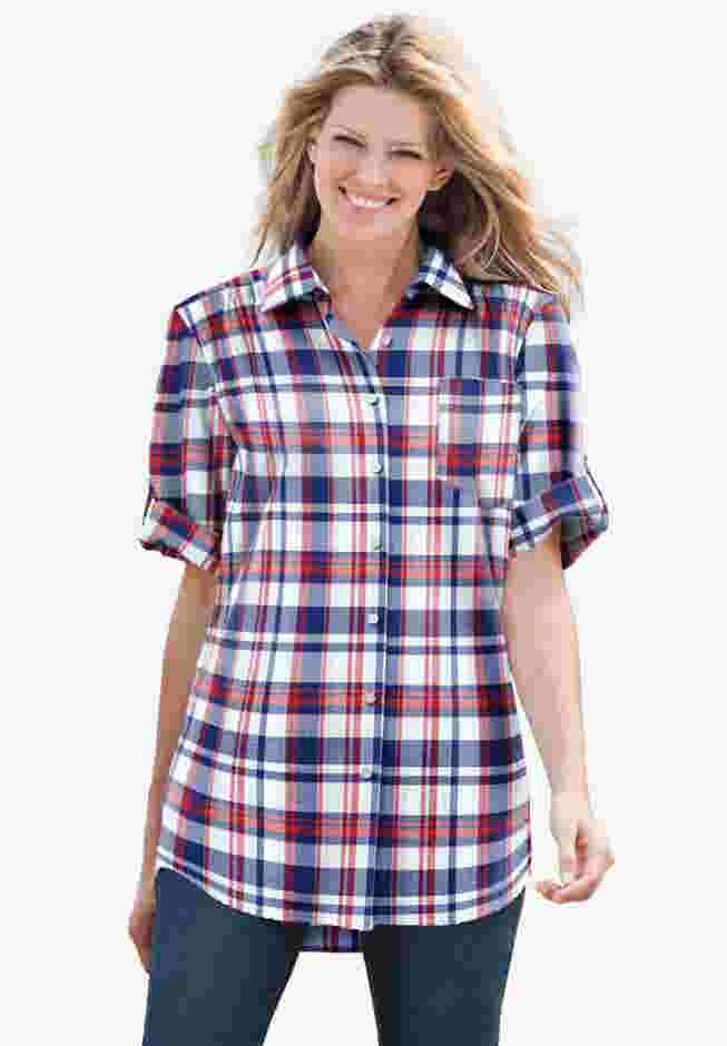 Short-Sleeve Button Down Seersucker Shirt image number 7