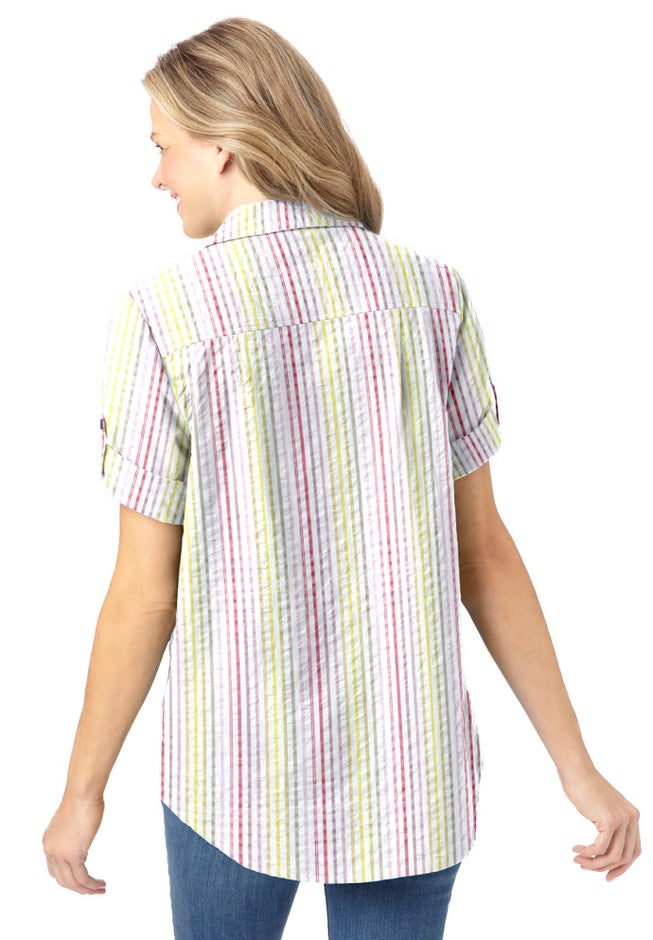 Short-Sleeve Button Down Seersucker Shirt image number 1