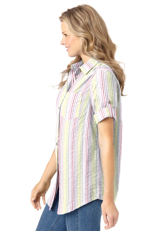 Short-Sleeve Button Down Seersucker Shirt image number 2
