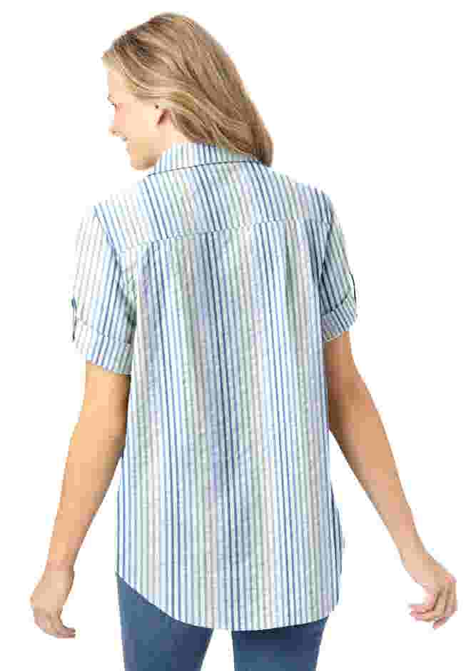 Short-Sleeve Button Down Seersucker Shirt image number 1