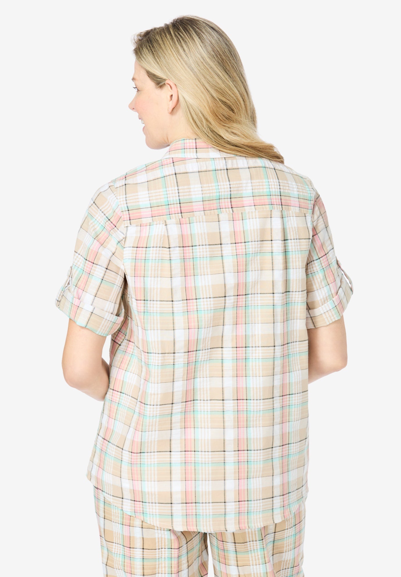 Short-Sleeve Button Down Seersucker Shirt image number 1