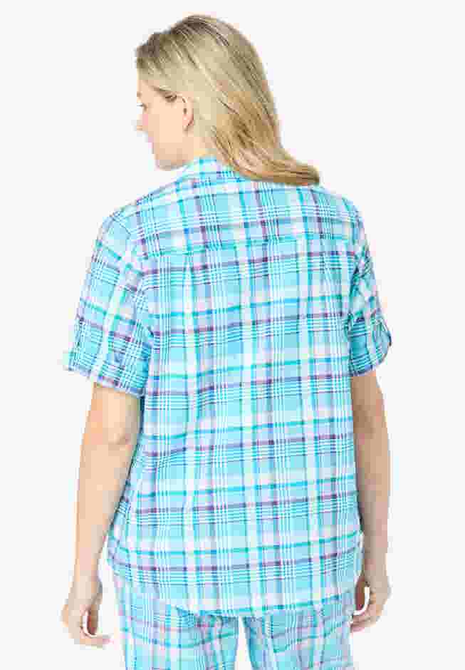 Short-Sleeve Button Down Seersucker Shirt image number 1