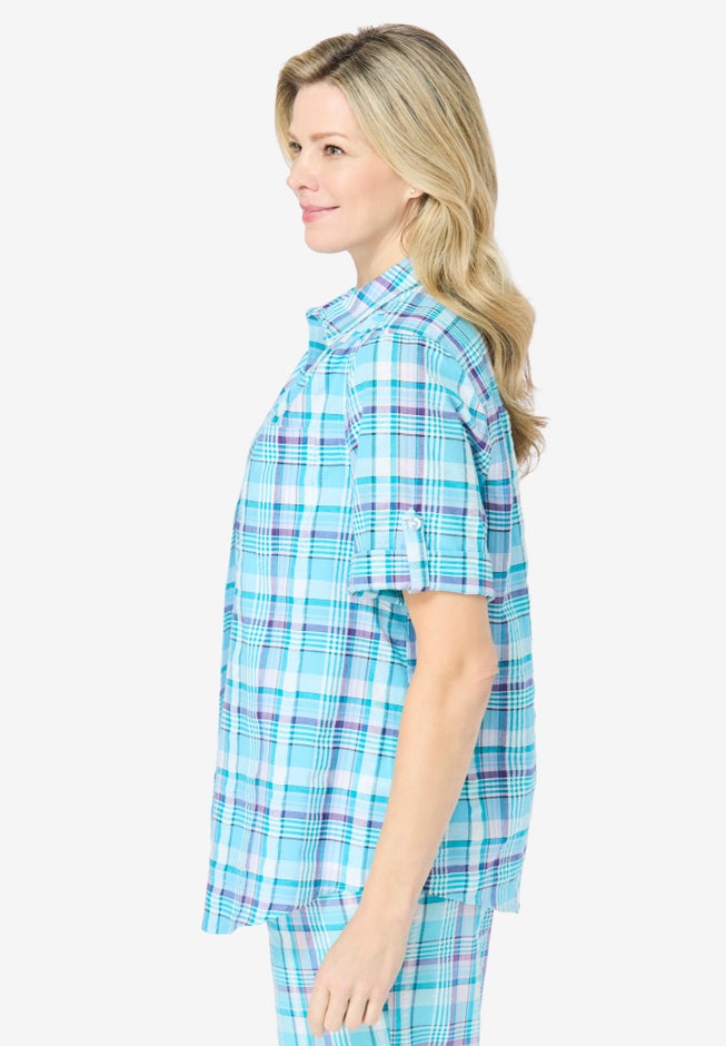 Short-Sleeve Button Down Seersucker Shirt image number 2
