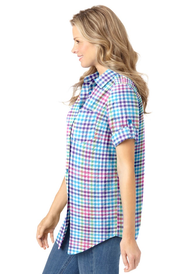 Short-Sleeve Button Down Seersucker Shirt image number 2