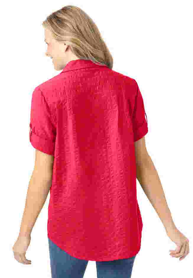 Short-Sleeve Button Down Seersucker Shirt image number 1