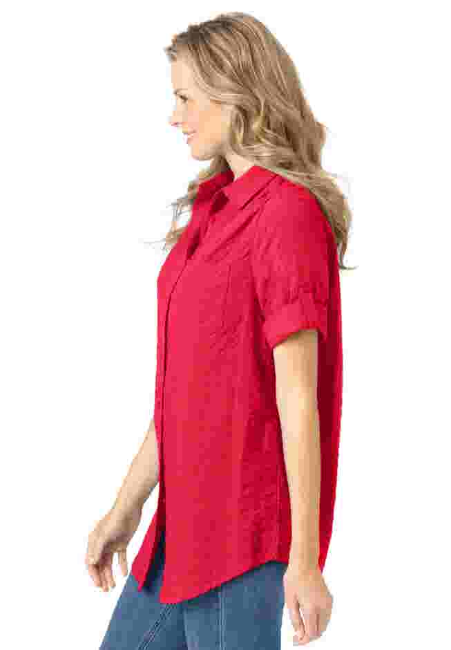 Short-Sleeve Button Down Seersucker Shirt image number 2