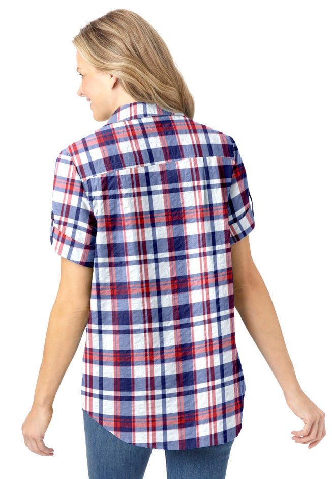Short-Sleeve Button Down Seersucker Shirt image number 1