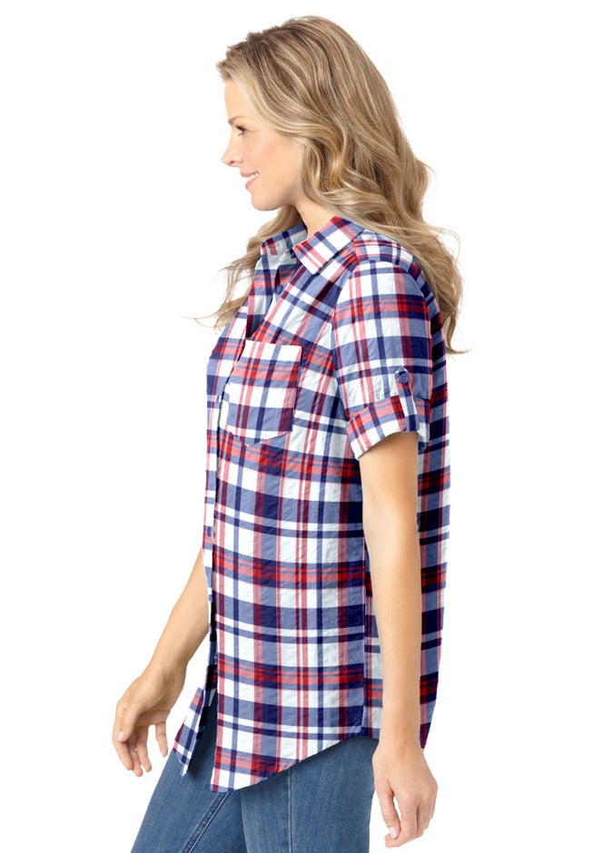 Short-Sleeve Button Down Seersucker Shirt image number 2