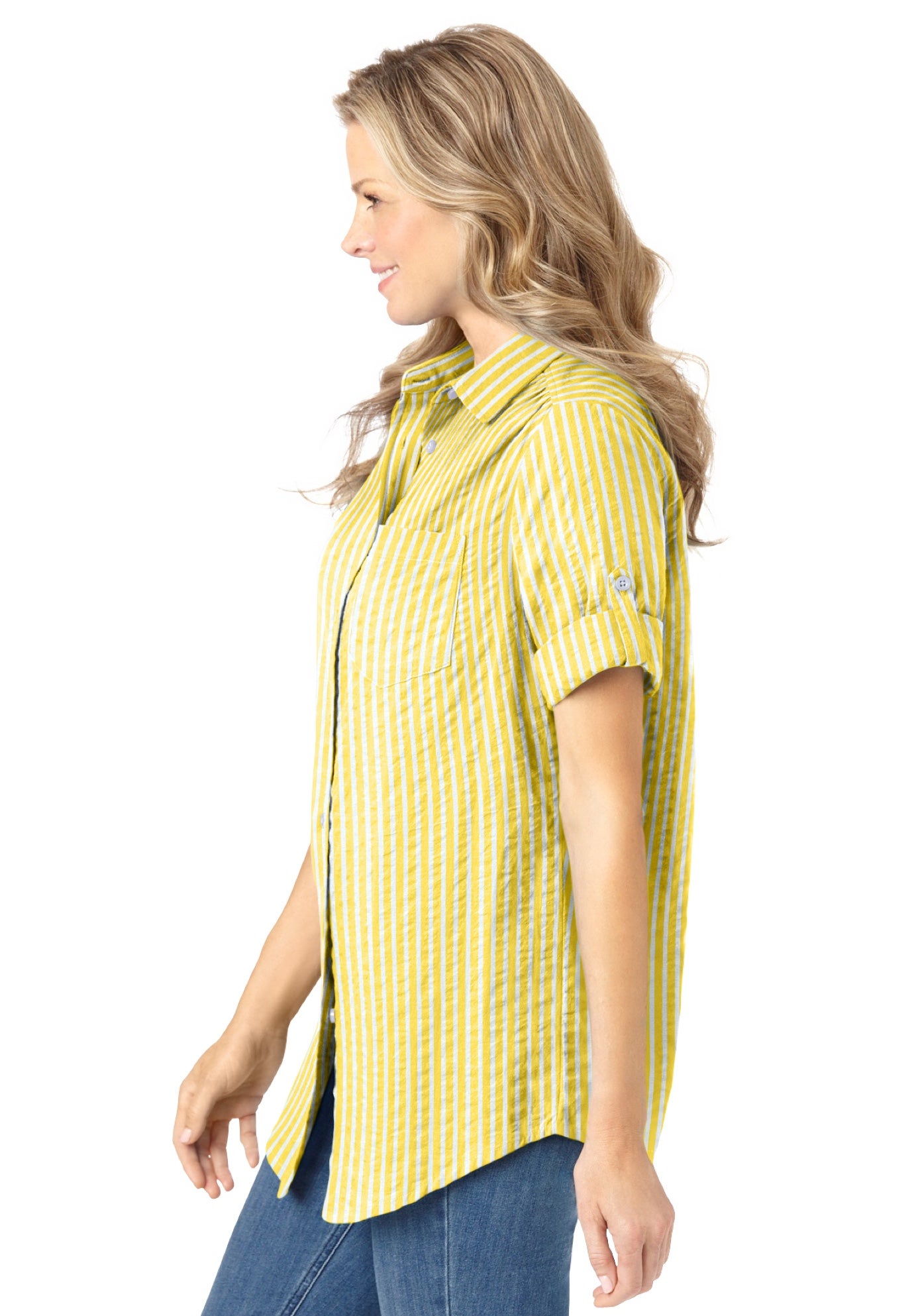 Short-Sleeve Button Down Seersucker Shirt image number 2