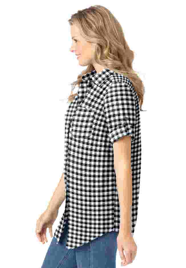 Short-Sleeve Button Down Seersucker Shirt image number 2