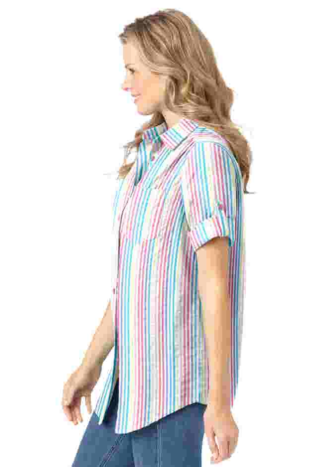 Short-Sleeve Button Down Seersucker Shirt image number 1
