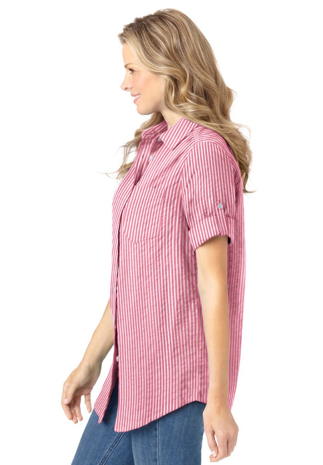 Short-Sleeve Button Down Seersucker Shirt image number 2
