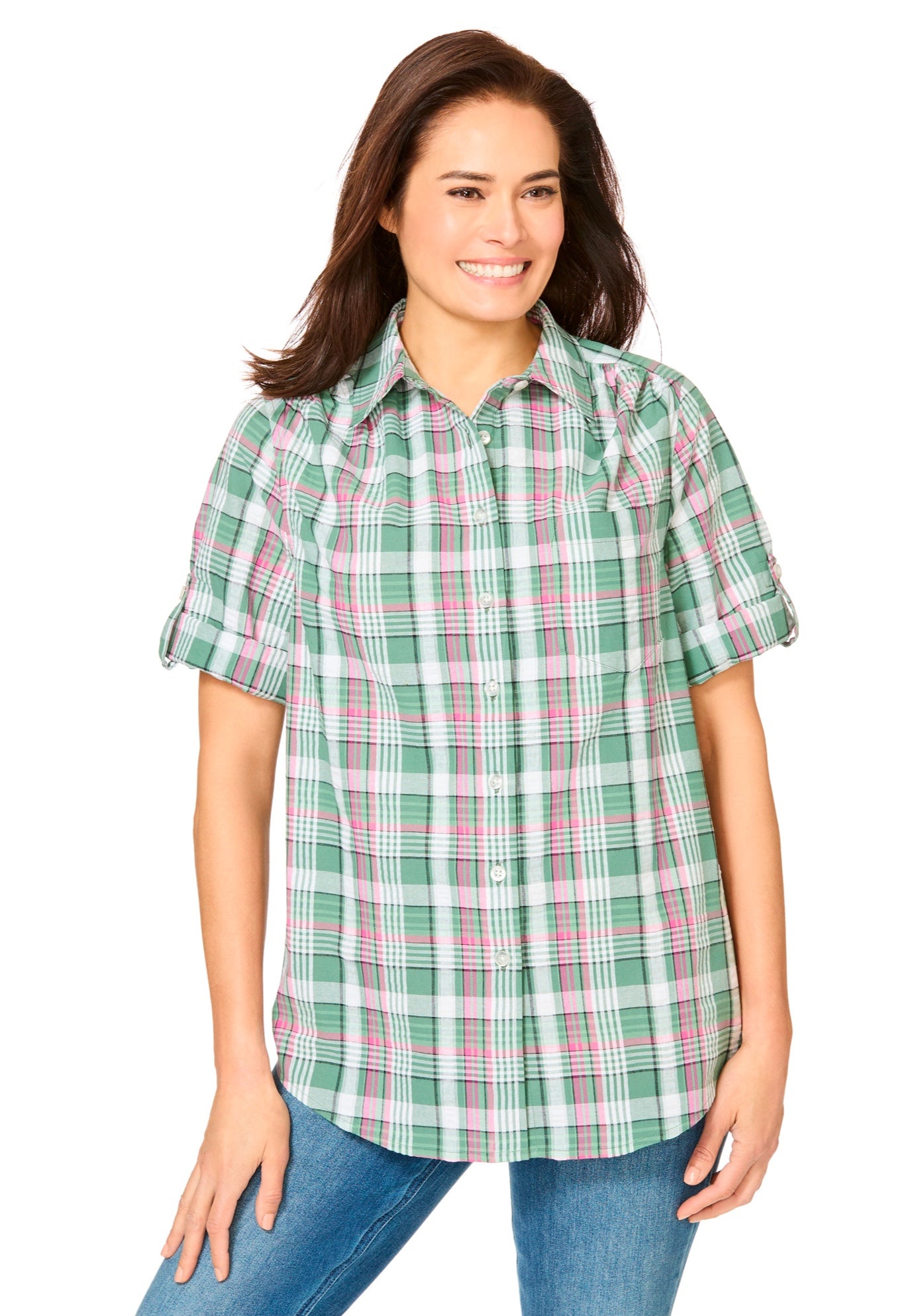 Short-Sleeve Button Down Seersucker Shirt image number 0