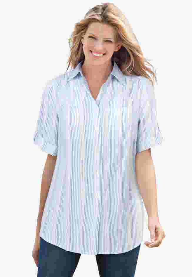 Short-Sleeve Button Down Seersucker Shirt image number 0