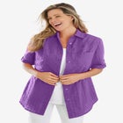 Short-Sleeve Button Down Seersucker Shirt image number null