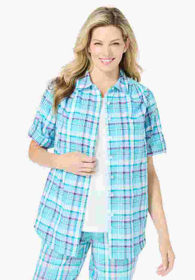 Short-Sleeve Button Down Seersucker Shirt image number 0