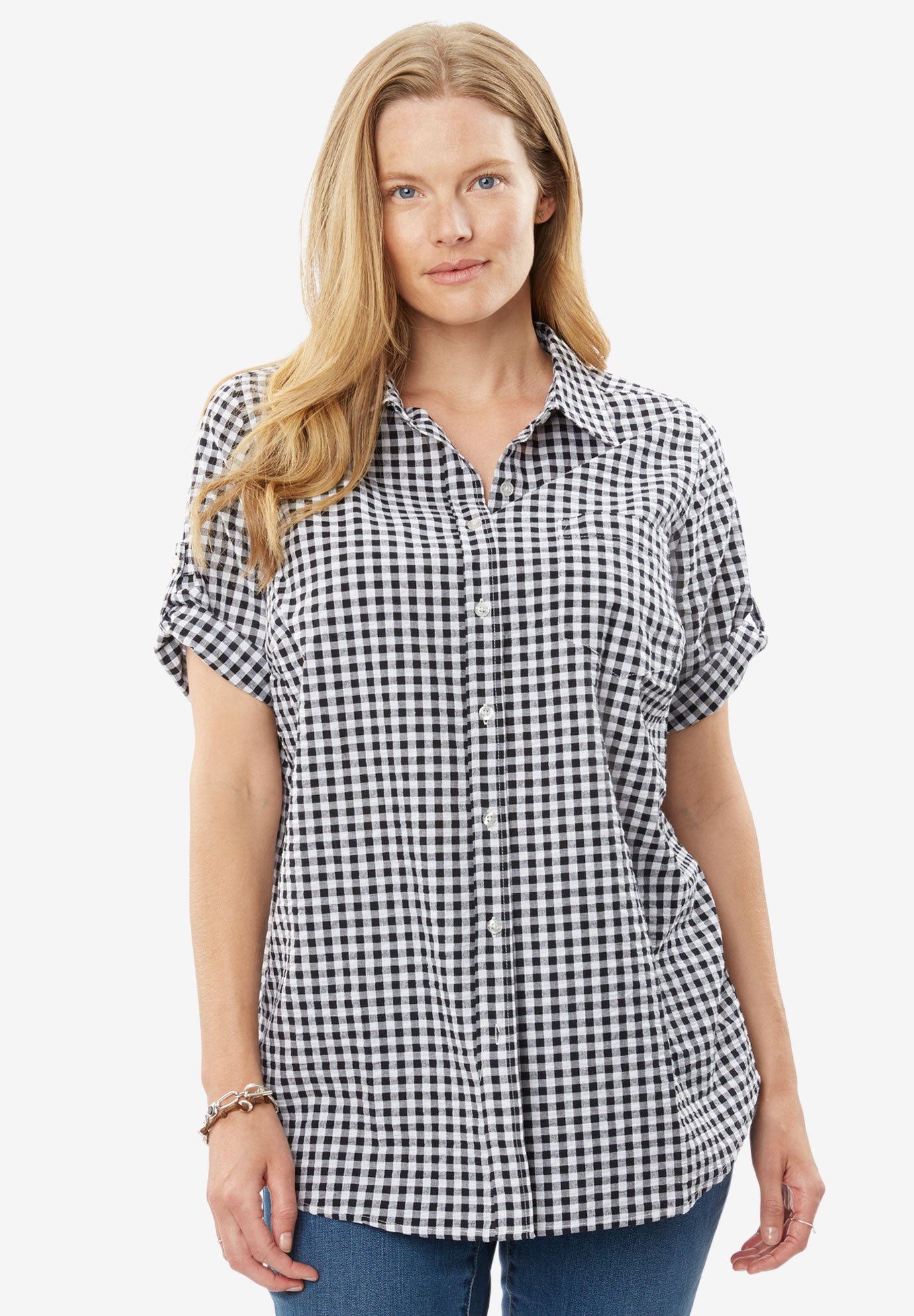 Short-Sleeve Button Down Seersucker Shirt image number 0