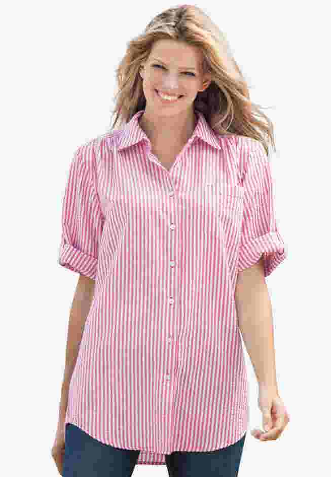Short-Sleeve Button Down Seersucker Shirt image number 0