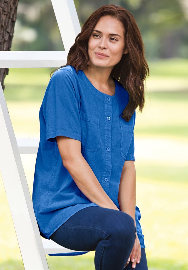 Short-Sleeve Crinkle Shirt image number 5