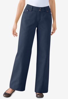 Perfect Wide-Leg All-Cotton Denim Five-Pocket Jeans