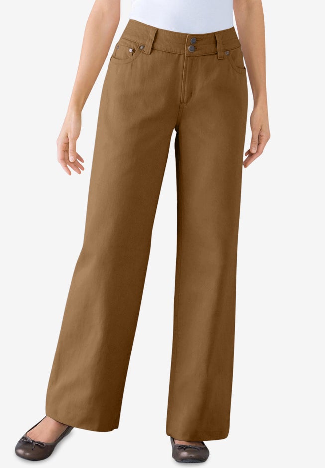 Perfect Wide-Leg All-Cotton Denim Five-Pocket Jeans image number 0