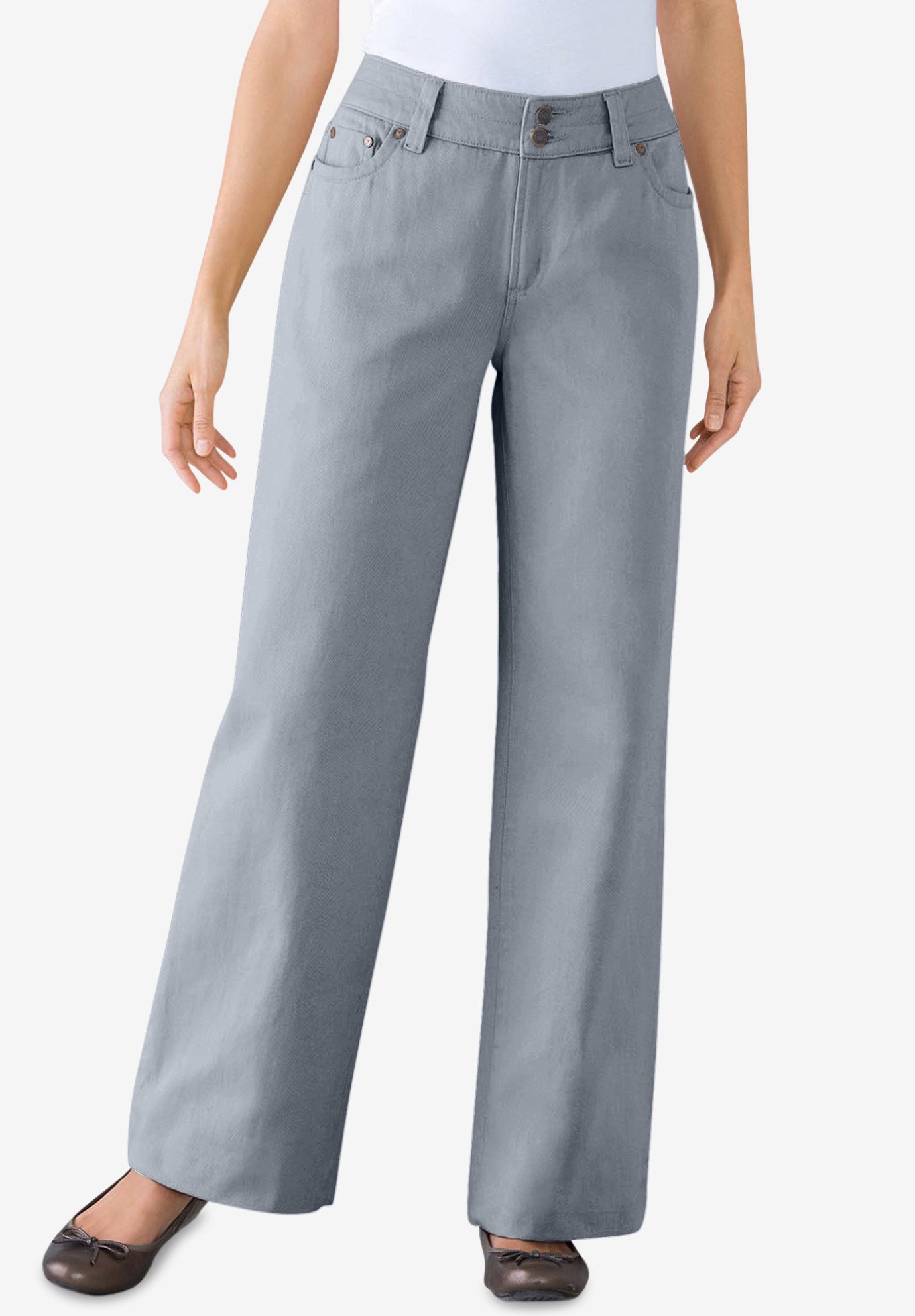 Perfect Wide-Leg All-Cotton Denim Five-Pocket Jeans image number 0