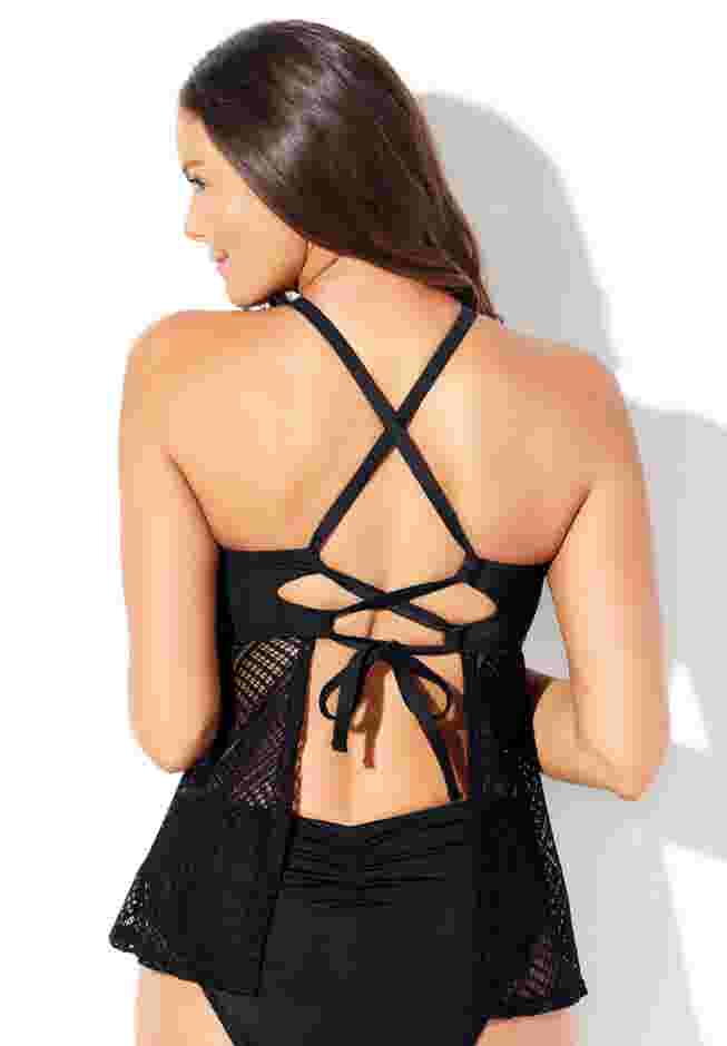 Crochet Apron High Neck Tankini Top image number 1