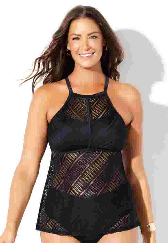 Crochet Apron High Neck Tankini Top image number 3