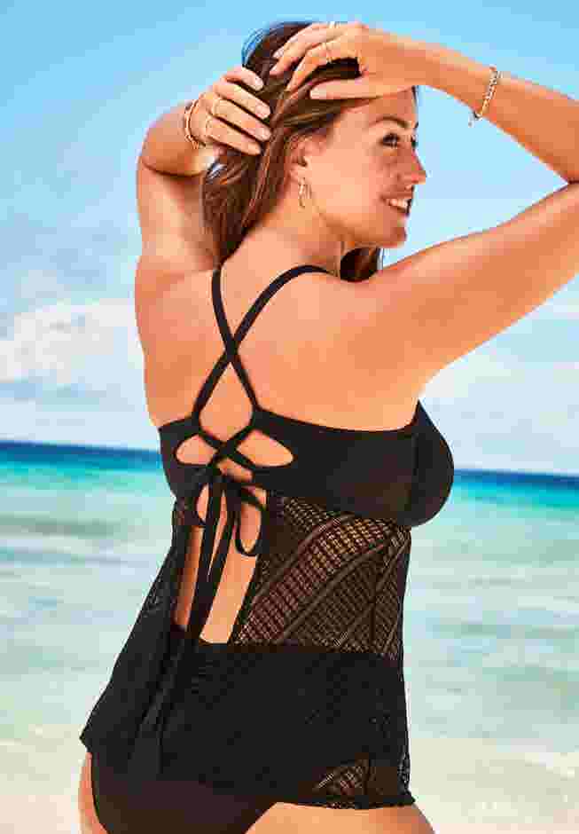 Crochet Apron High Neck Tankini Top image number 4