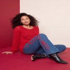 Plus Size Crochet Pullover Sweater with Sweetheart Neckline image number 0