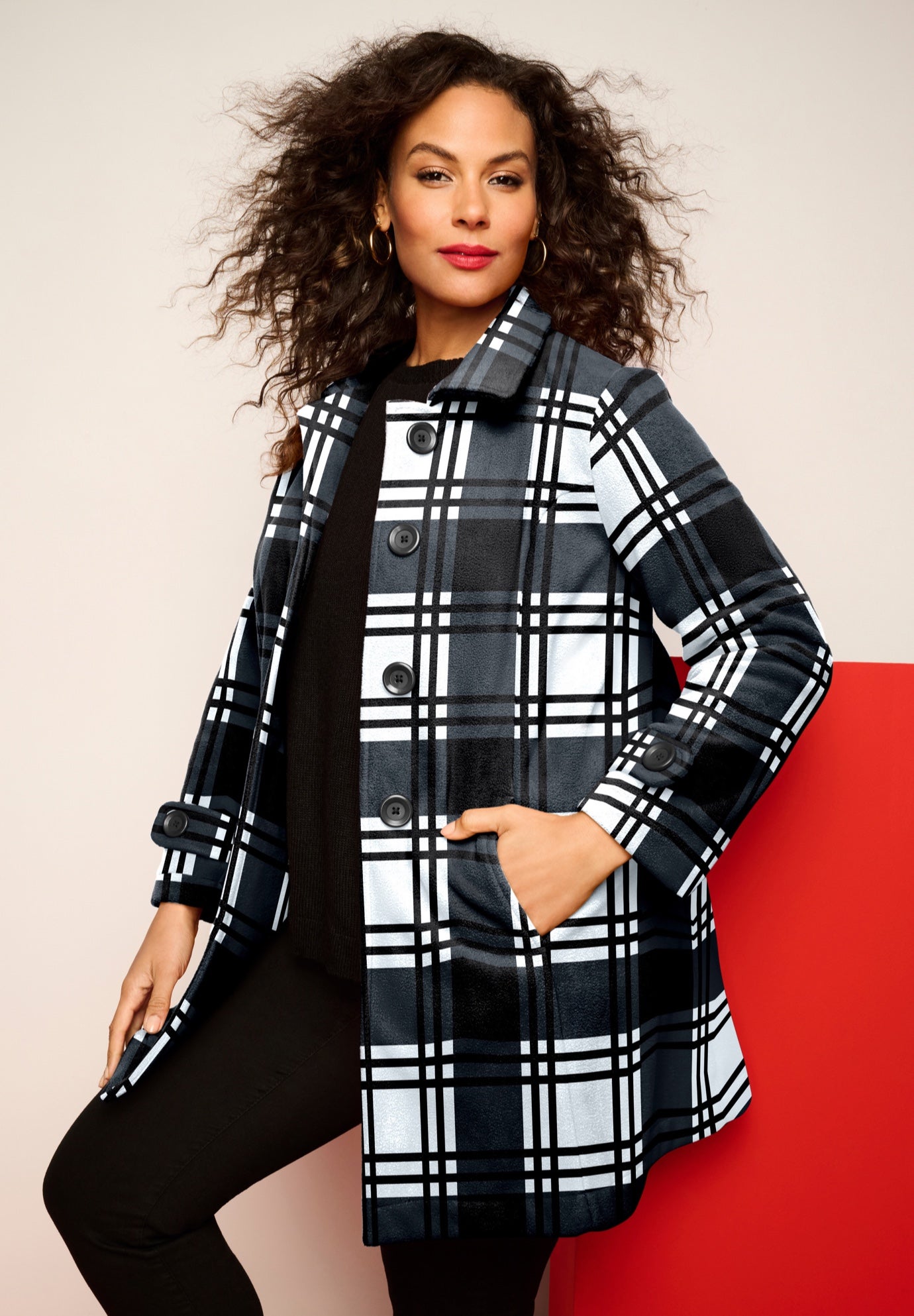 Plus Size Button Up Fleece Jacket image number 0