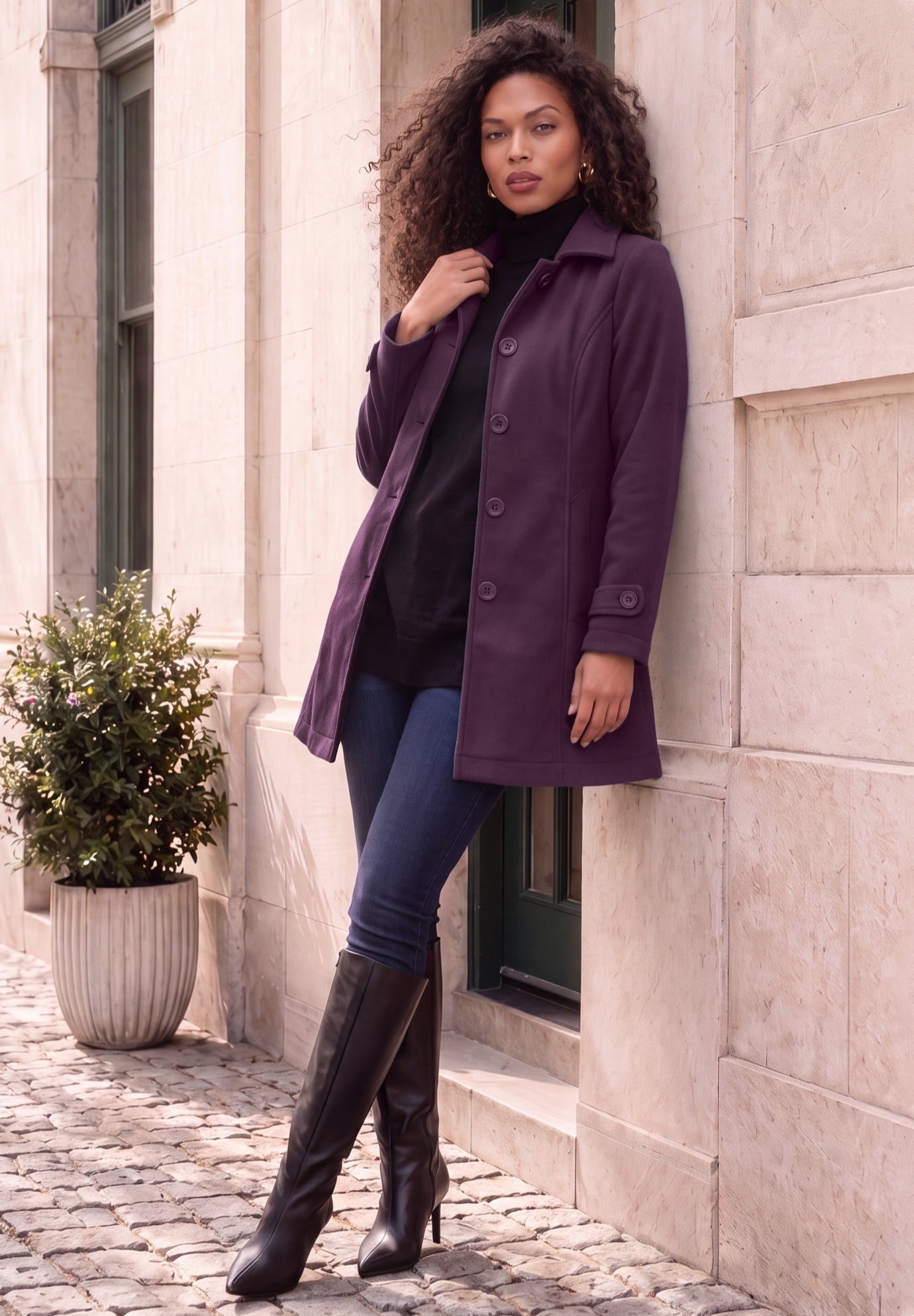 Plus Size Button Up Fleece Jacket image number 0
