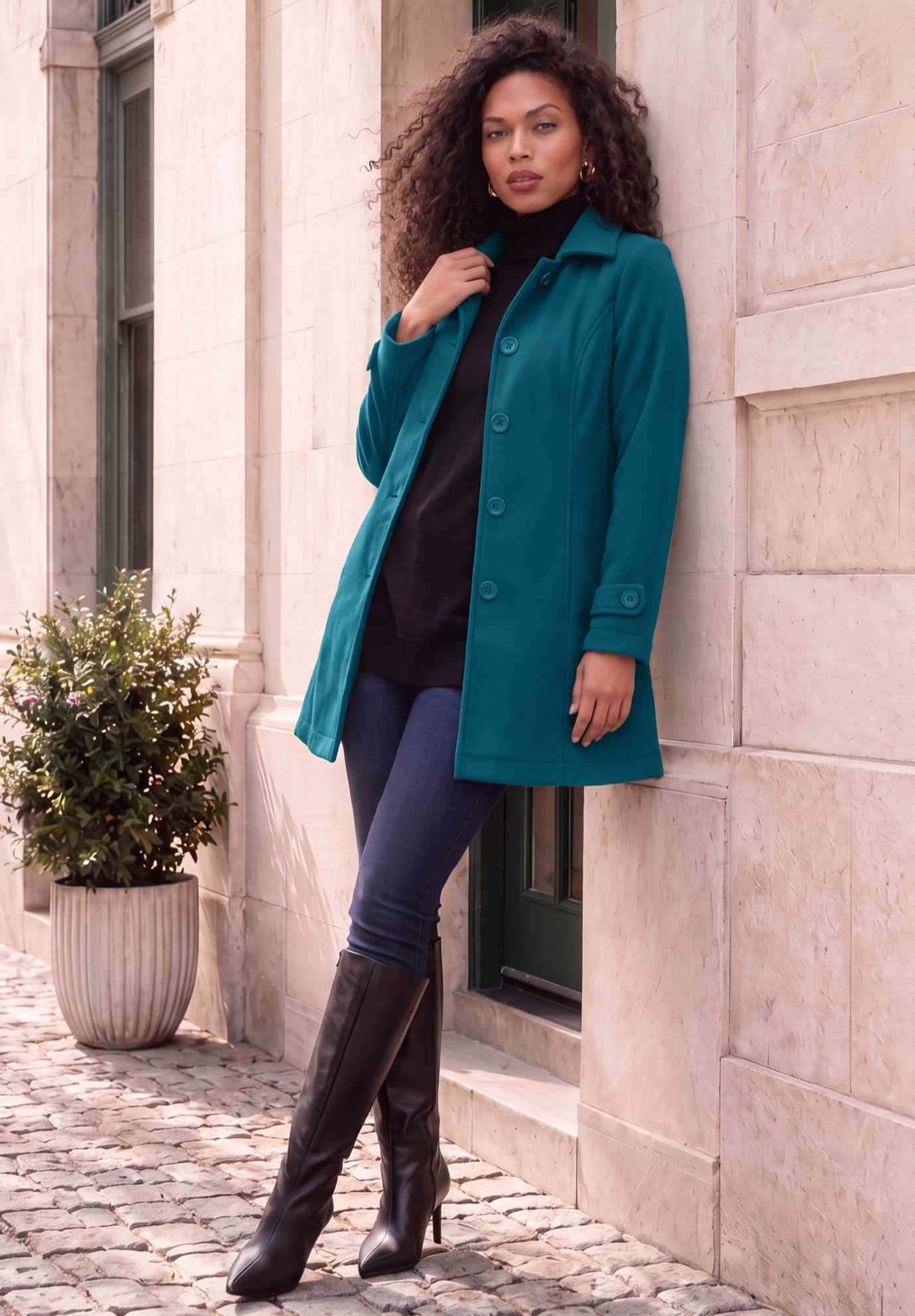 Plus Size Button Up Fleece Jacket image number 0