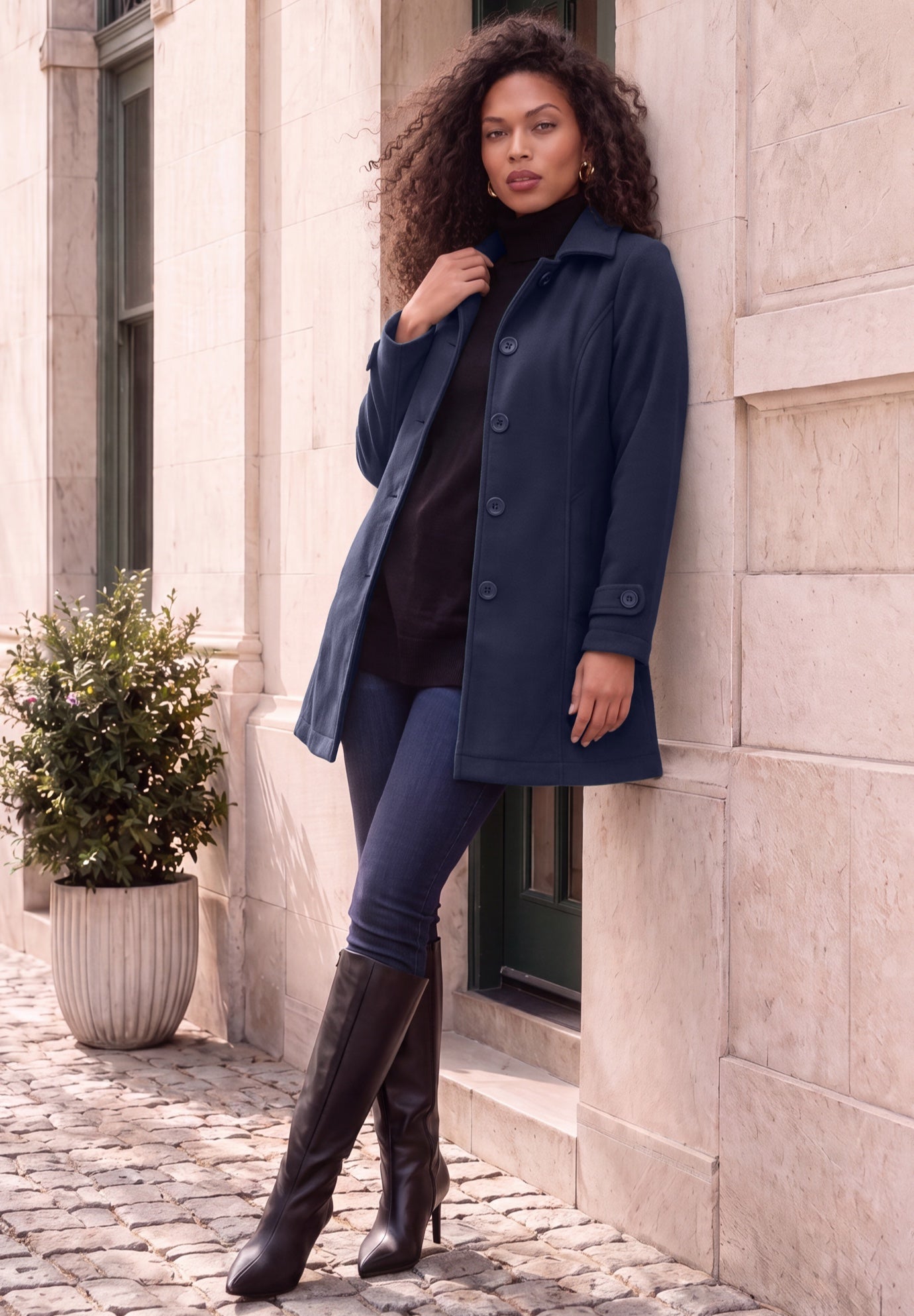 Plus Size Button Up Fleece Jacket image number 0
