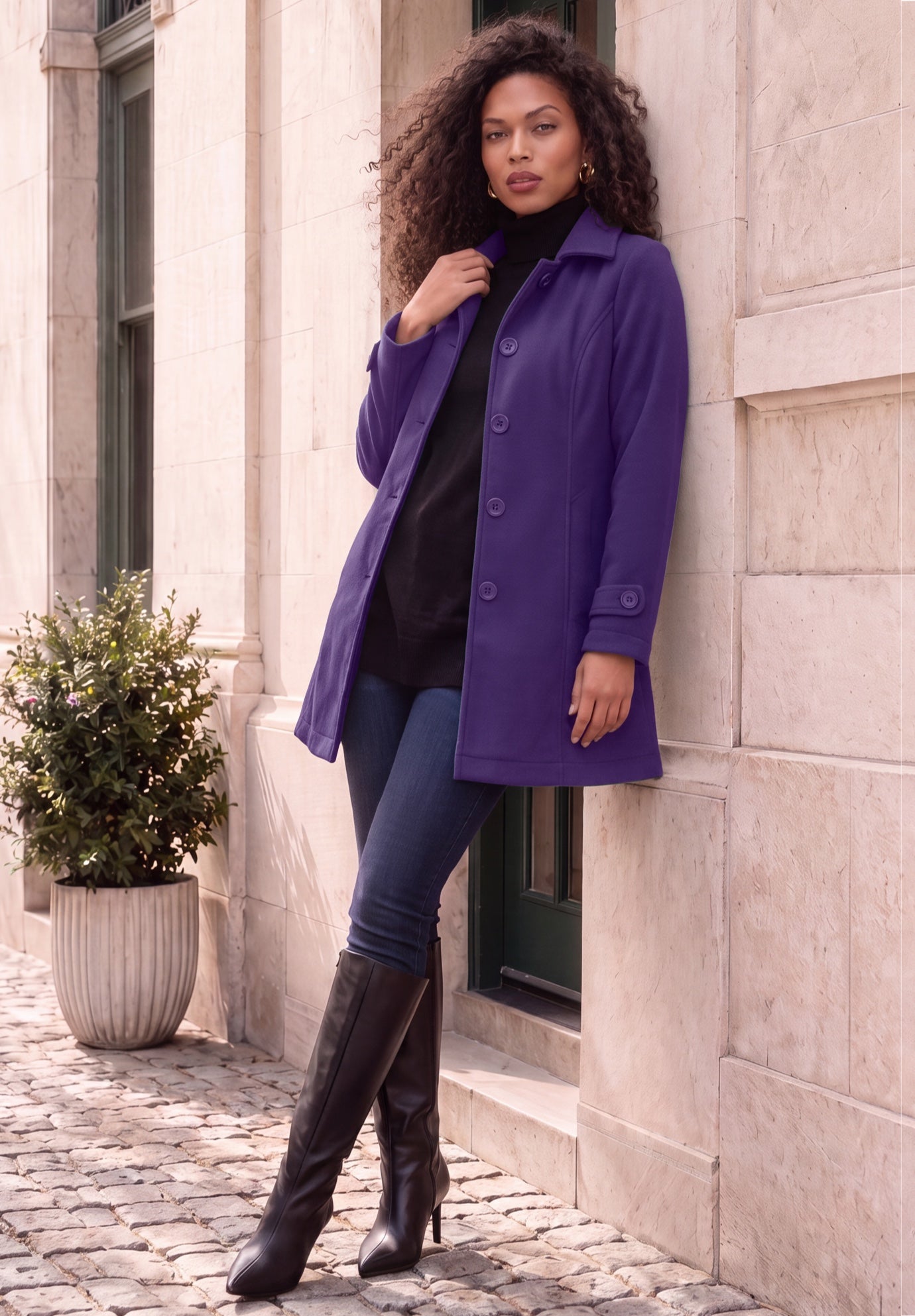 Plus Size Button Up Fleece Jacket image number 0