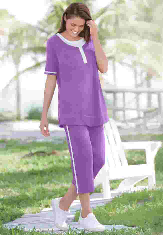 Contrast Stripe Capri Set image number 3