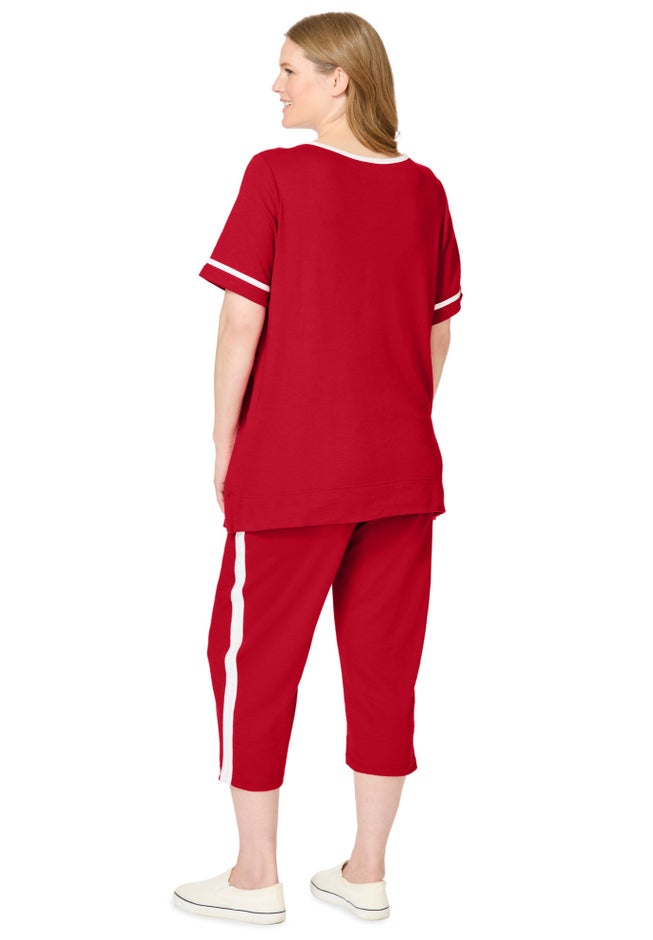 Contrast Stripe Capri Set image number 1