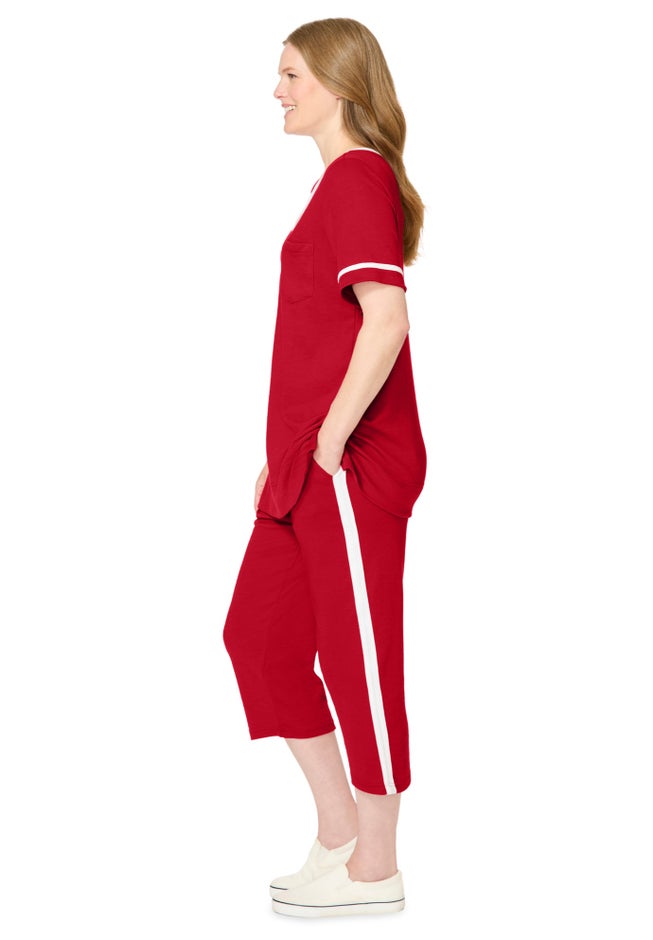 Contrast Stripe Capri Set image number 2