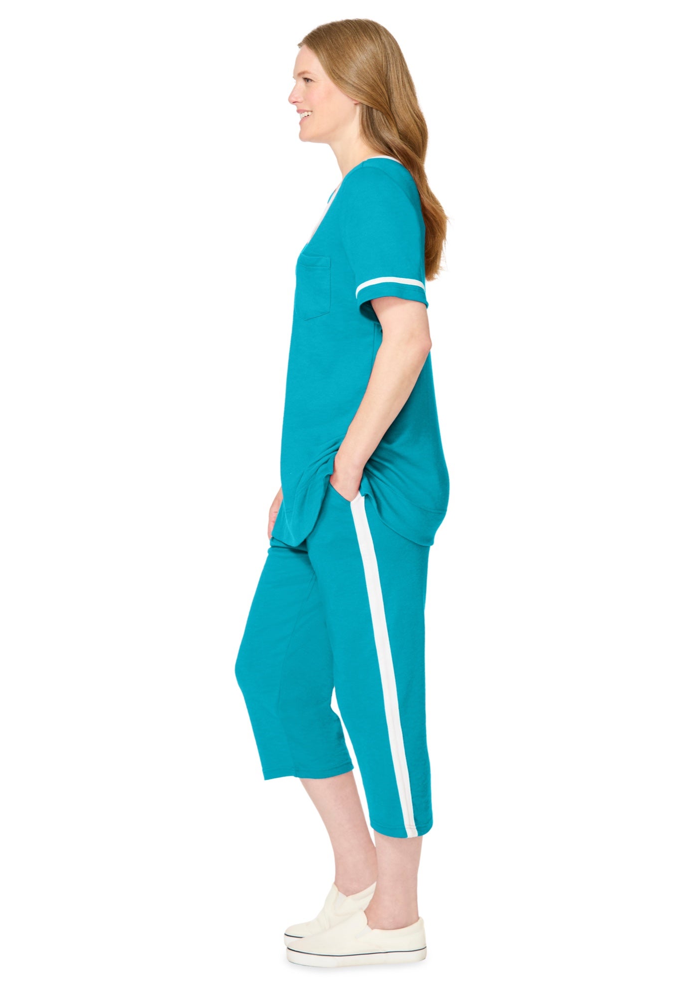 Contrast Stripe Capri Set image number 2