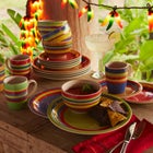 Santa Fe Hand-Painted Striped Stoneware Dinnerware Set image number null